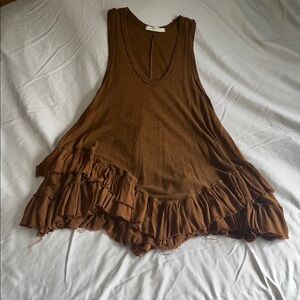 We The Free Brown Ruffled Tunic